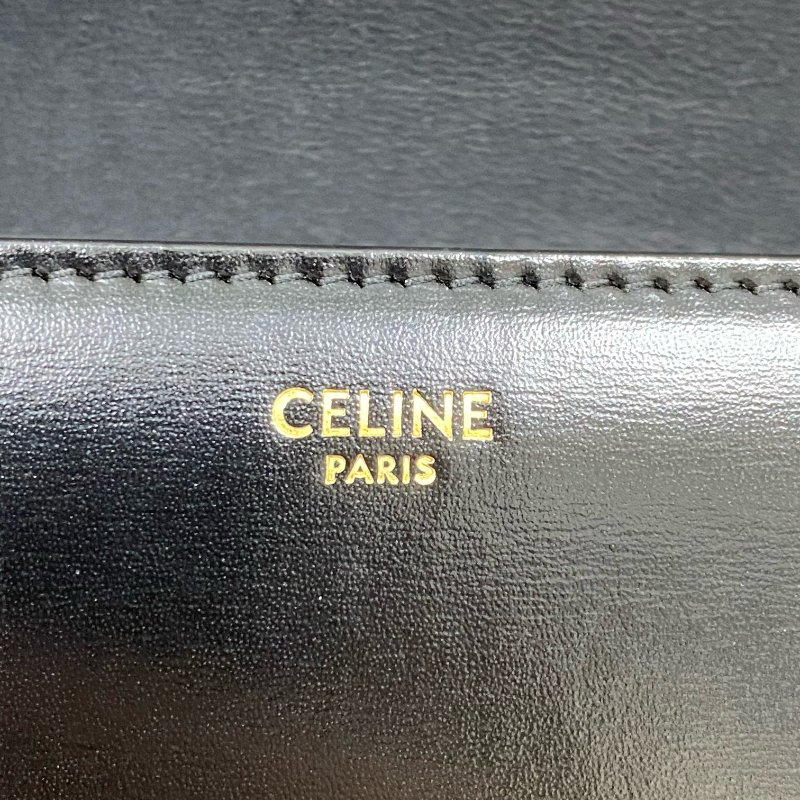 △ Celine 思琳 Medium Classic Triomphe Black Calfskin Shoulder Bag 黑色小牛皮肩背袋 -257027267-15