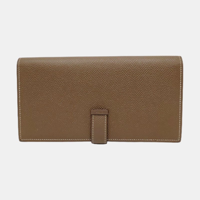 HERMES Bearn中號大象灰Epsom牛皮錢包銀色五金R刻-4