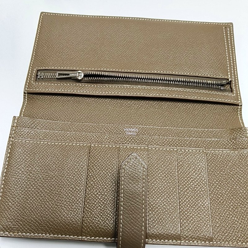 HERMES Bearn中號大象灰Epsom牛皮錢包銀色五金R刻-6