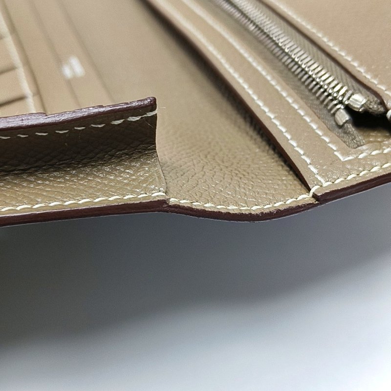 HERMES Bearn中號大象灰Epsom牛皮錢包銀色五金R刻-8