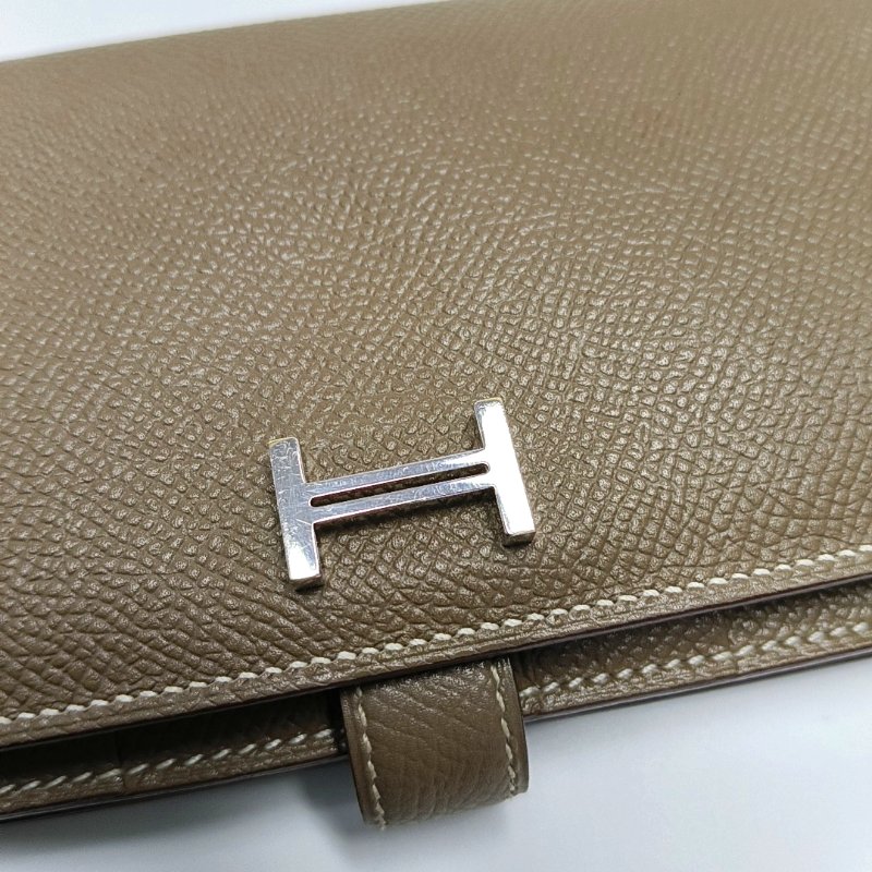 HERMES Bearn中號大象灰Epsom牛皮錢包銀色五金R刻-9