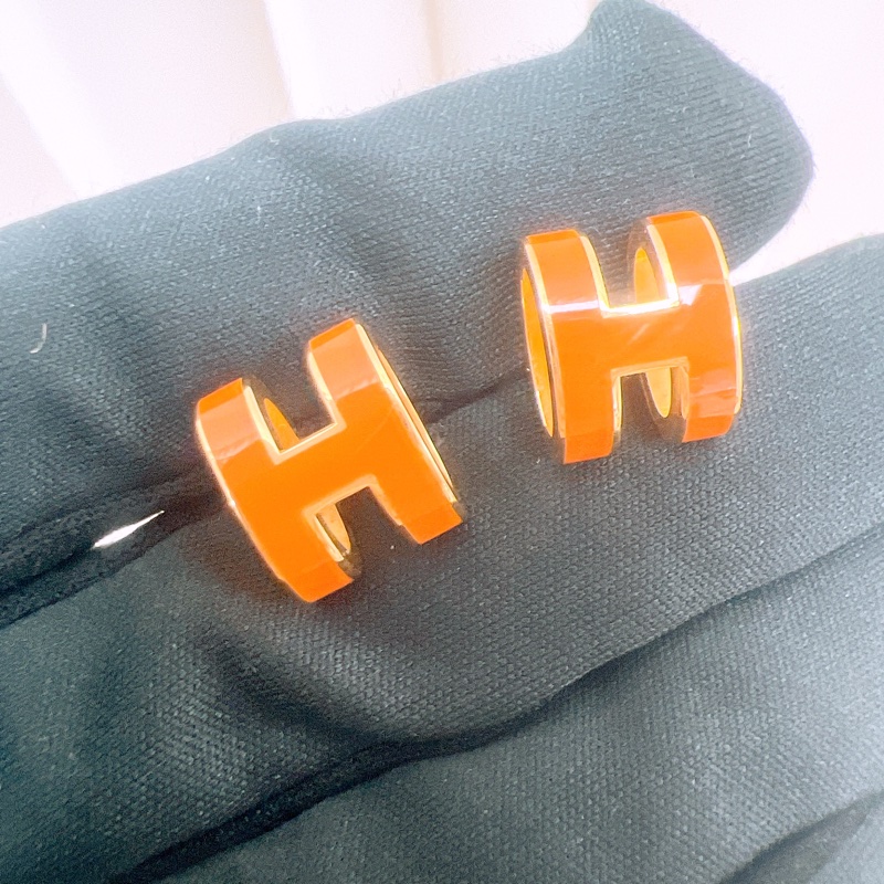 Hermes 大pop h耳環 橙金-1