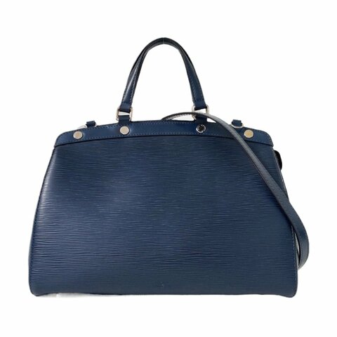 LOUIS VUITTON BREA中號藍色EPI牛皮水波紋醫生包單肩包手提包銀色五金可拆卸肩帶