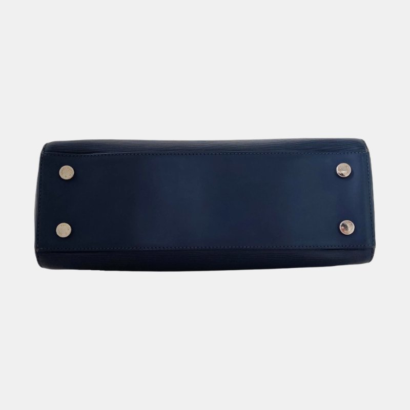 LOUIS VUITTON BREA中號藍色EPI牛皮水波紋醫生包單肩包手提包銀色五金可拆卸肩帶-5