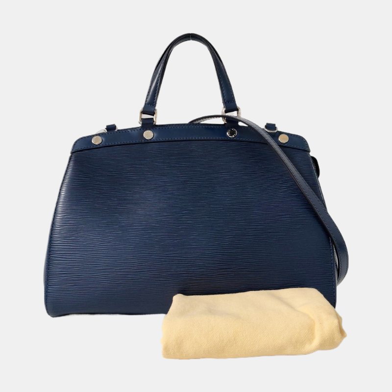 LOUIS VUITTON BREA中號藍色EPI牛皮水波紋醫生包單肩包手提包銀色五金可拆卸肩帶-7