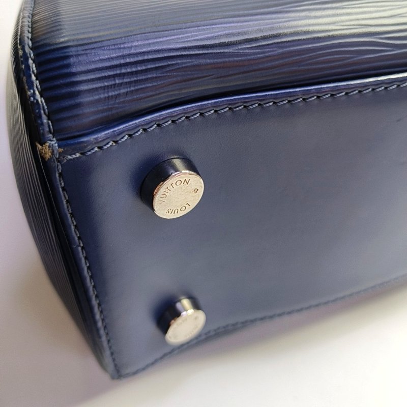 LOUIS VUITTON BREA中號藍色EPI牛皮水波紋醫生包單肩包手提包銀色五金可拆卸肩帶-8