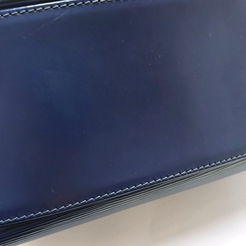 LOUIS VUITTON BREA中號藍色EPI牛皮水波紋醫生包單肩包手提包銀色五金可拆卸肩帶-9