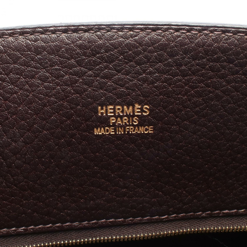 愛馬仕白色浴袍手提包,Fjord皮革,棕色Evennes款,二手,女士,金色五金-3