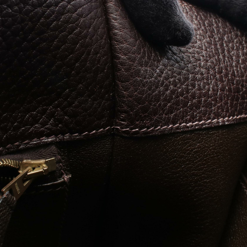 愛馬仕白色浴袍手提包,Fjord皮革,棕色Evennes款,二手,女士,金色五金-4