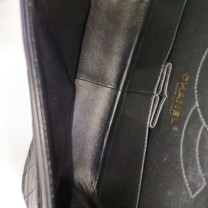 CHANEL 2.55 拼色牛皮菱格紋絎縫單肩包金色五金24開-6