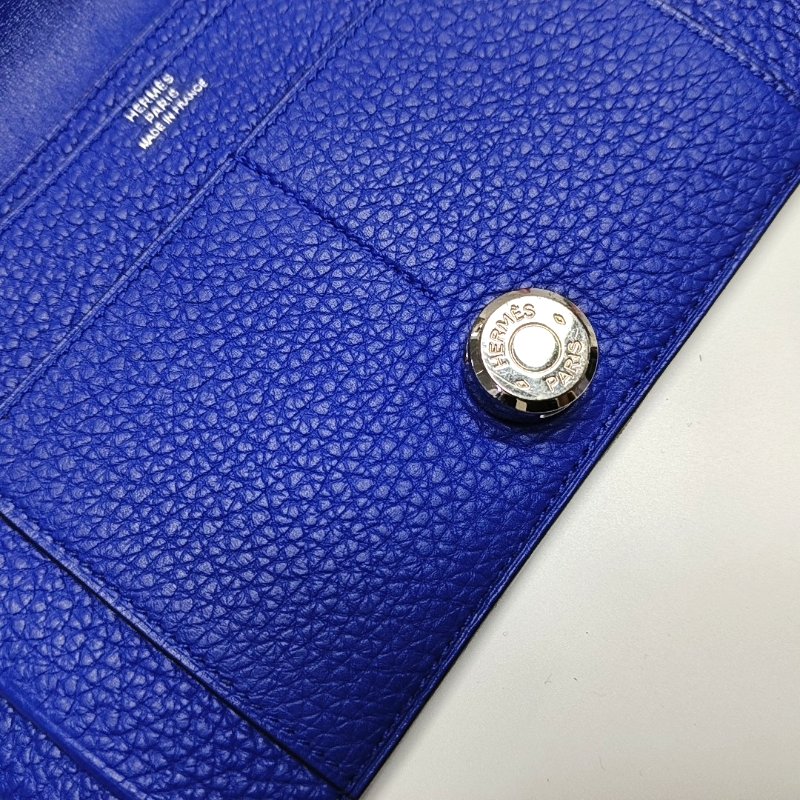 HERMES Dogon电光蓝Clemence牛皮手拿包银色五金P刻子袋-10