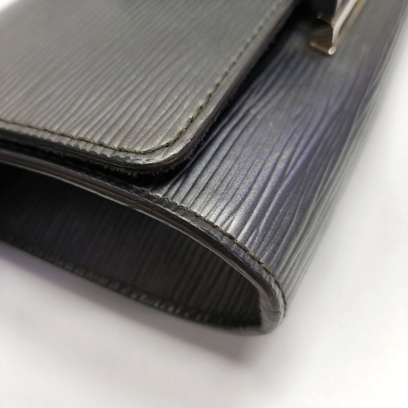 LOUIS VUITTON LOUISE銀灰色EPI牛皮水波紋斜挎包銀色五金可拆卸肩帶-13