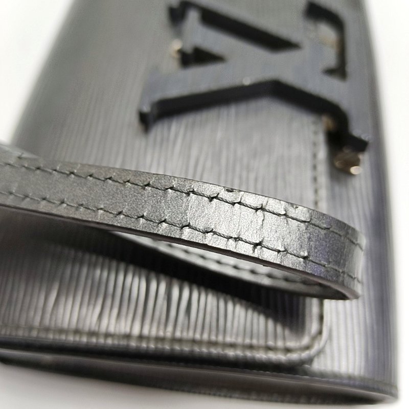 LOUIS VUITTON LOUISE銀灰色EPI牛皮水波紋斜挎包銀色五金可拆卸肩帶-16