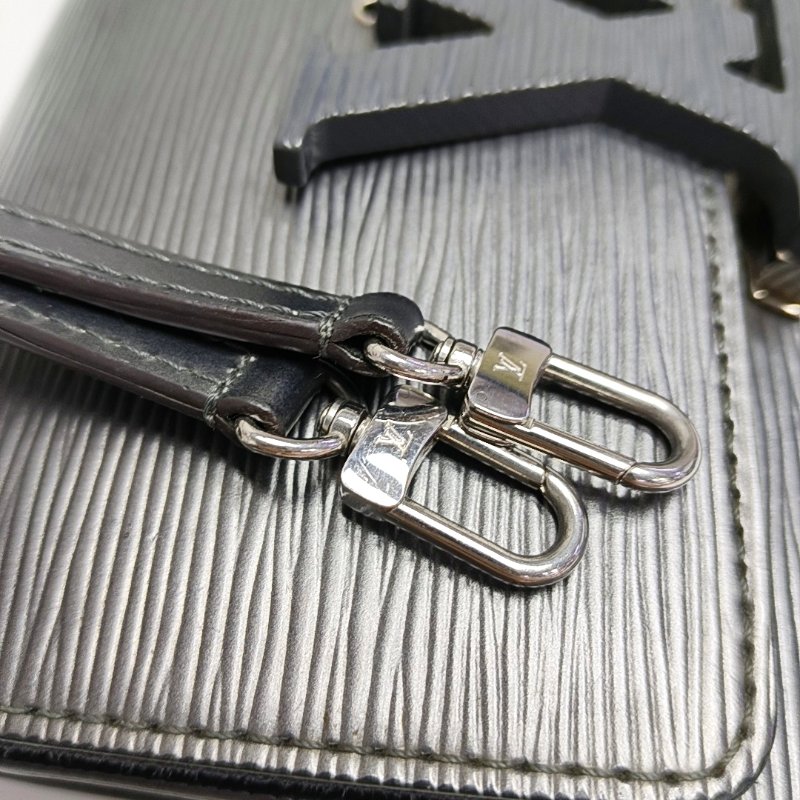 LOUIS VUITTON LOUISE銀灰色EPI牛皮水波紋斜挎包銀色五金可拆卸肩帶-17