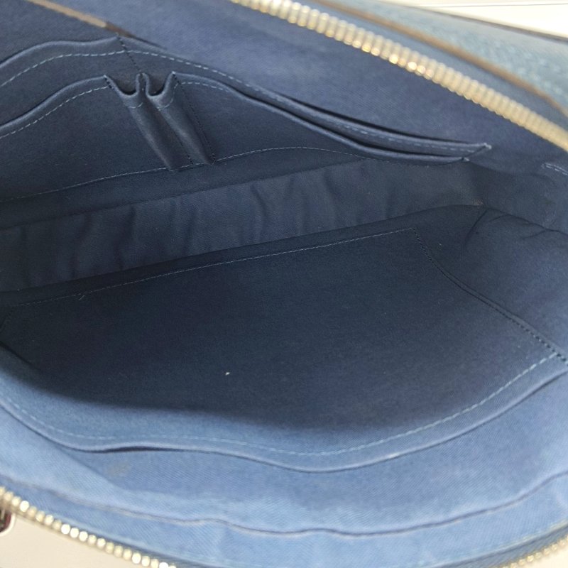 LOUIS VUITTON深藍色牛皮單肩包手提包銀色五金可拆卸肩帶-6