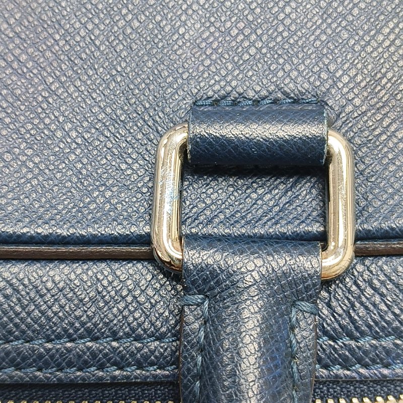 LOUIS VUITTON深藍色牛皮單肩包手提包銀色五金可拆卸肩帶-8