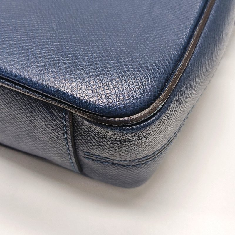 LOUIS VUITTON深藍色牛皮單肩包手提包銀色五金可拆卸肩帶-10
