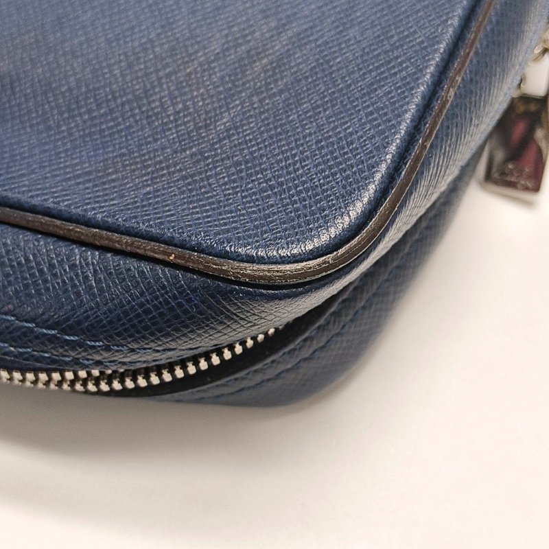 LOUIS VUITTON深藍色牛皮單肩包手提包銀色五金可拆卸肩帶-11