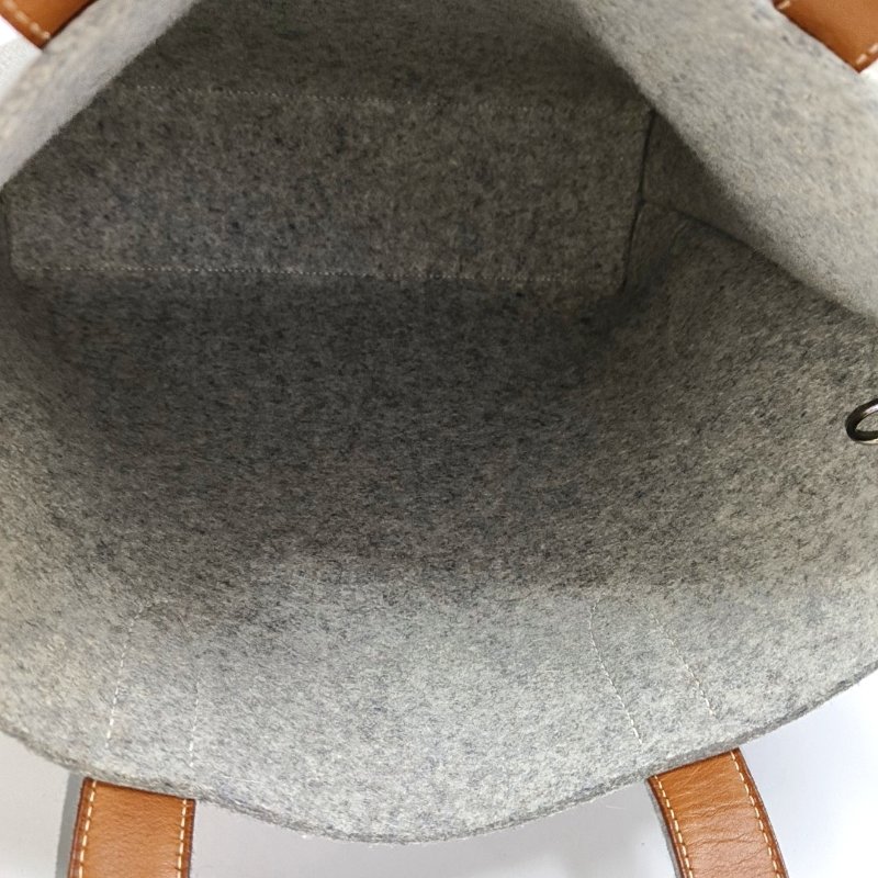 HERMES Karimi灰色毛氈印花單肩包手提包銀色五金 L刻 子袋-6