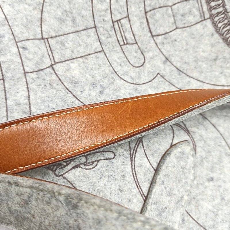 HERMES Karimi灰色毛氈印花單肩包手提包銀色五金 L刻 子袋-10