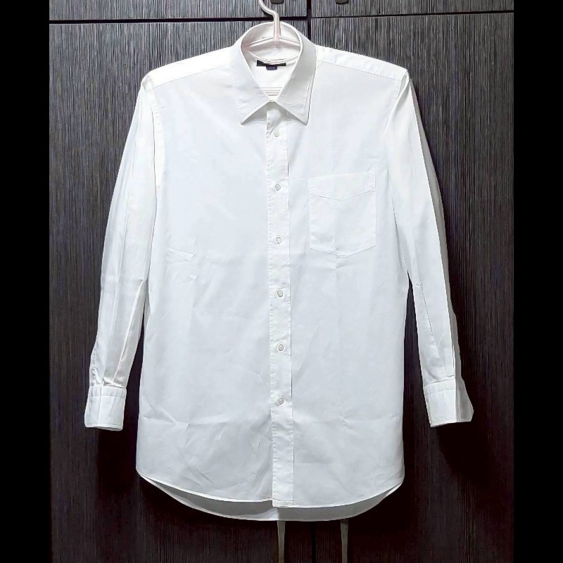 （日本製MIJ）BURBERRY 博柏利 LONDON 男白色透氣純棉長袖襯衫39-80-0