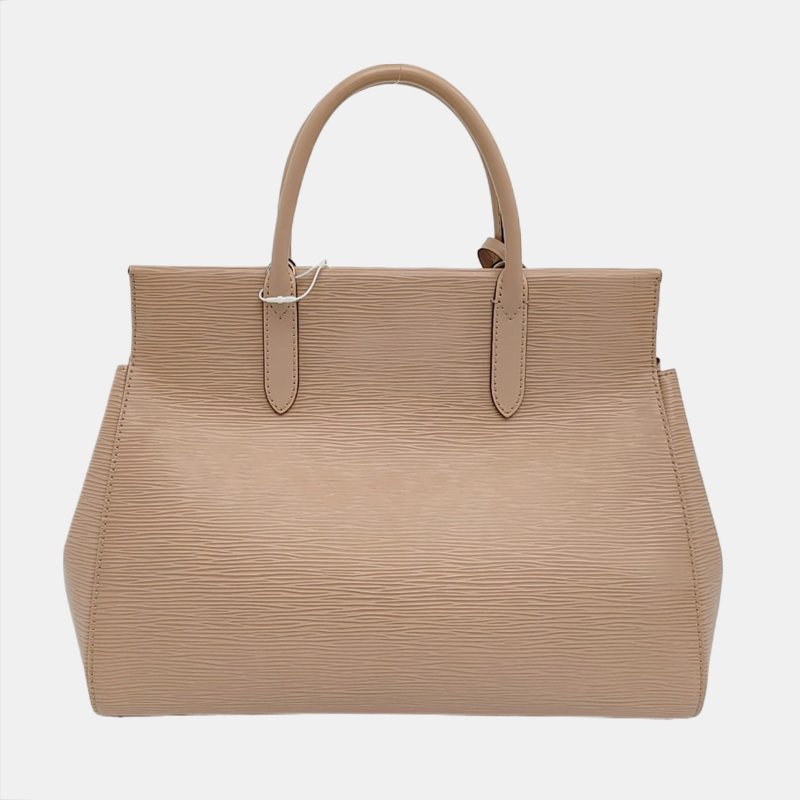 LOUIS VUITTON MARLY中號卡其色EPI牛皮水波紋斜挎包手提包單肩包銀色五金可拆卸肩帶-4