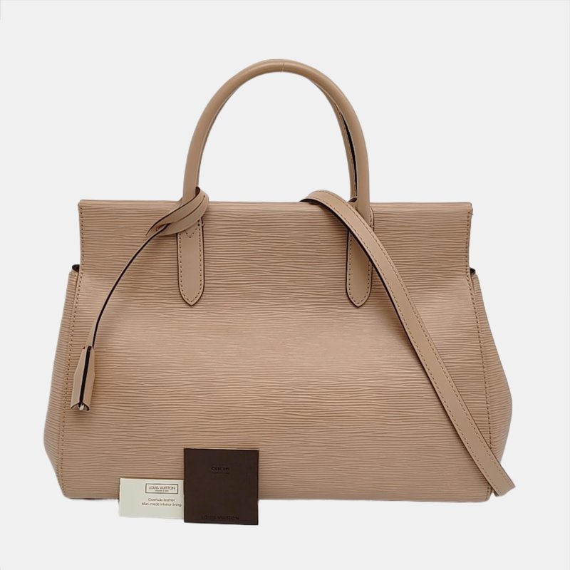 LOUIS VUITTON MARLY中號卡其色EPI牛皮水波紋斜挎包手提包單肩包銀色五金可拆卸肩帶-7