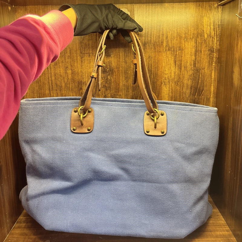 Bottega Venetia 藍色帆布手提袋-1