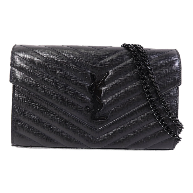 YVES SAINT LAURENT 牛皮皮革Cassandre Chain Bag銀扣鏈帶肩背袋-0