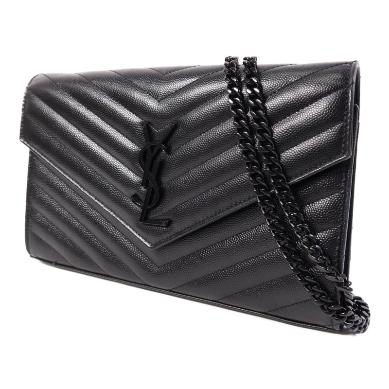 YVES SAINT LAURENT 牛皮皮革Cassandre Chain Bag銀扣鏈帶肩背袋-1