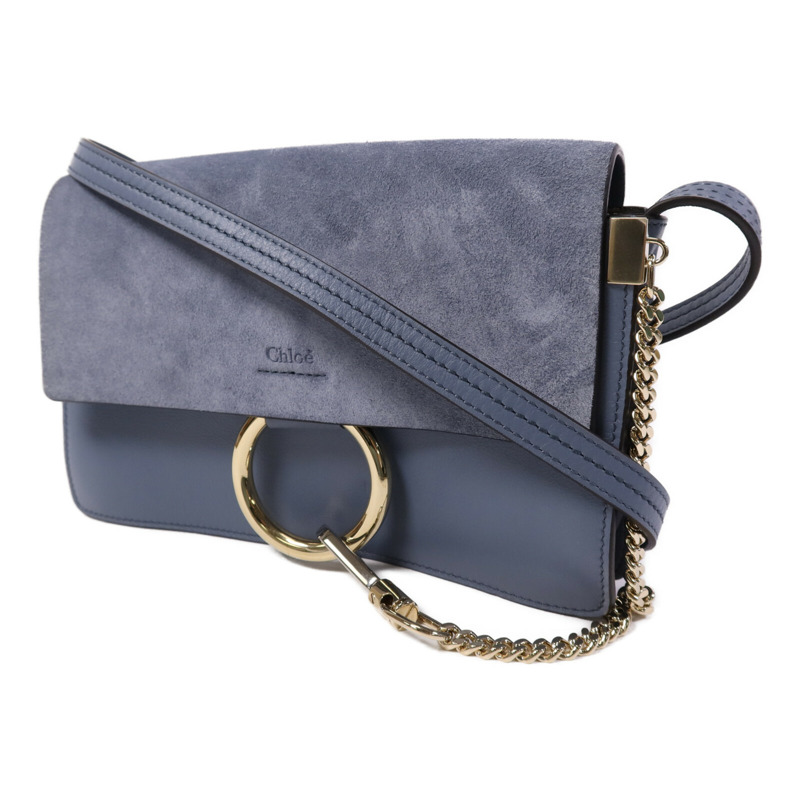 Chloe 牛皮/麂皮皮革Faye Bag金扣肩背袋-1