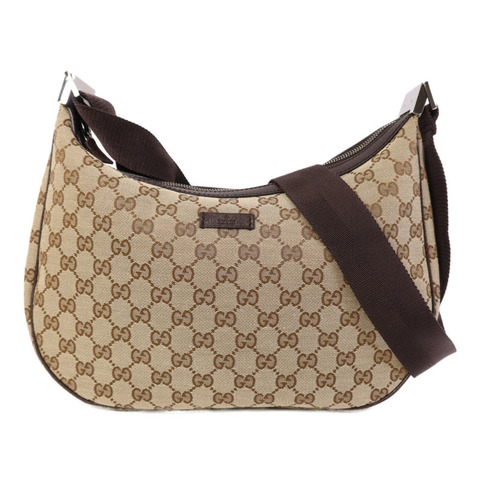 GUCCI 帆布Shoulder Bag銀扣肩背袋
