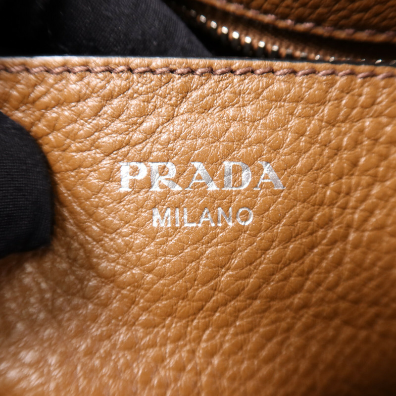 PRADA 牛皮皮革2 Way Shoulder Bag銀扣手挽肩背兩用袋-5