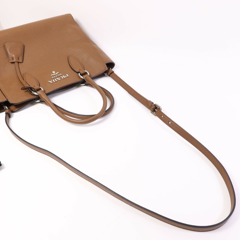 PRADA 牛皮皮革2 Way Shoulder Bag銀扣手挽肩背兩用袋-8