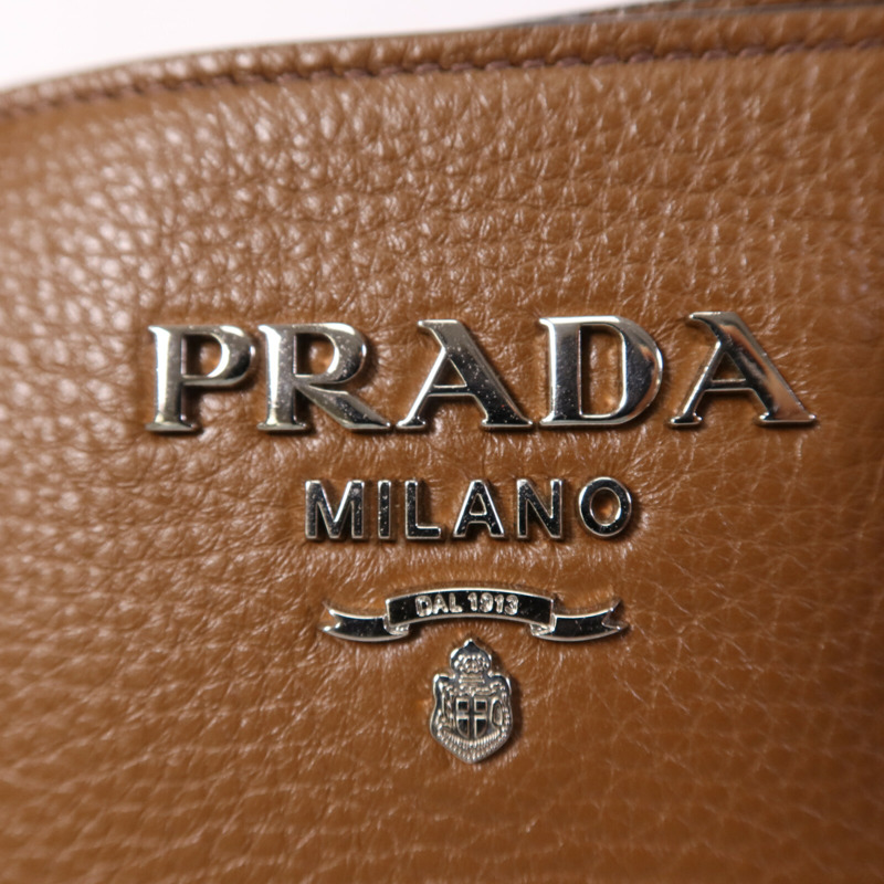 PRADA 牛皮皮革2 Way Shoulder Bag銀扣手挽肩背兩用袋-9