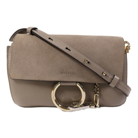 Chloe 牛皮/麂皮皮革Faye Small金扣肩背袋