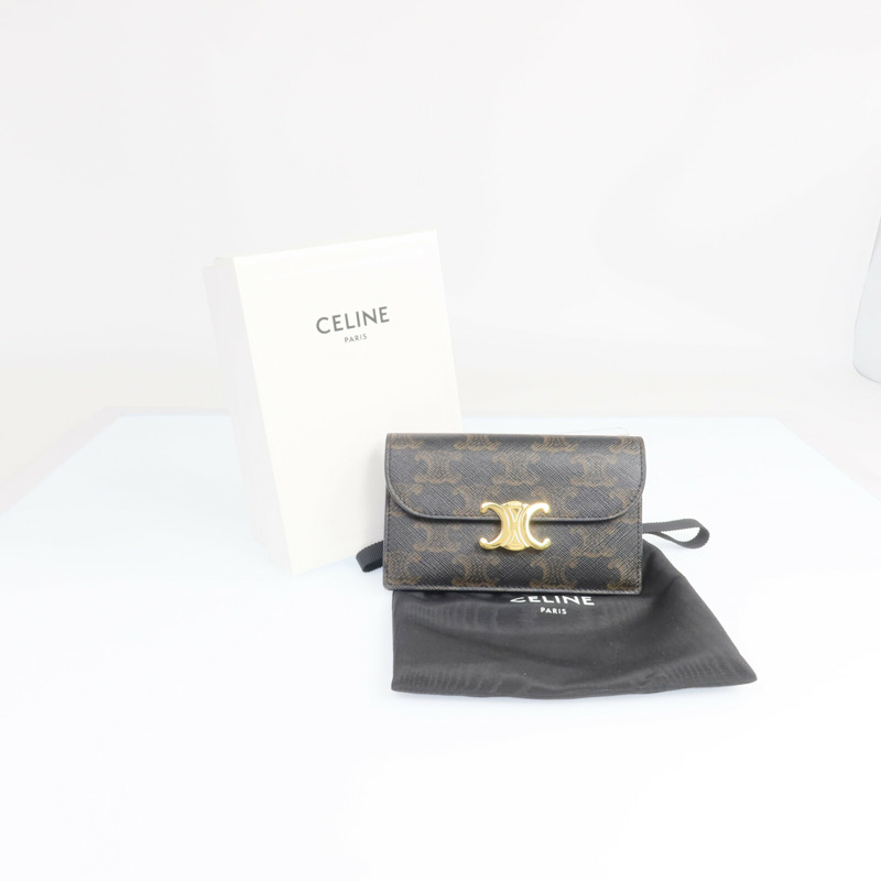 CELINE 塗層帆布Coin/Card Holder金扣零錢包/卡片套-16