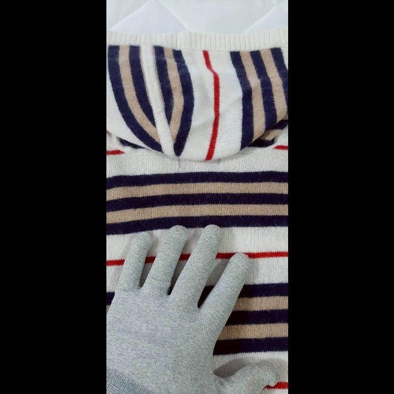 絕版BURBERRY博柏利 BLUE LABEL 藍標 戰馬 女條紋混羊毛羊絨彈性中長版連帽針織衫38號-3