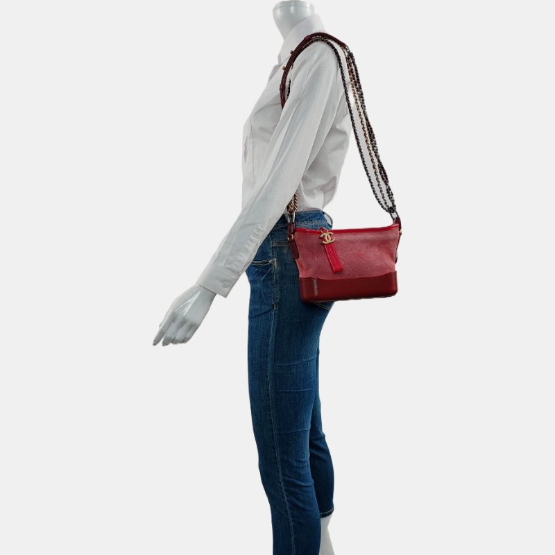 CHANEL GABRIELLE小號粉色絨面革菱格紋流浪包單肩包斜挎包金色銀色釘色五金23開可拆卸肩帶9.8新-1