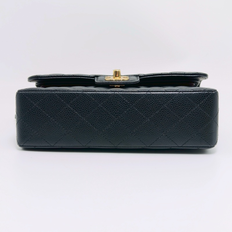 熱門火爆款🔥99新🈶購證😍Chanel黑金荔枝牛皮菱格小號CF鏈條包手提包單肩斜挎包❤️🔥-14