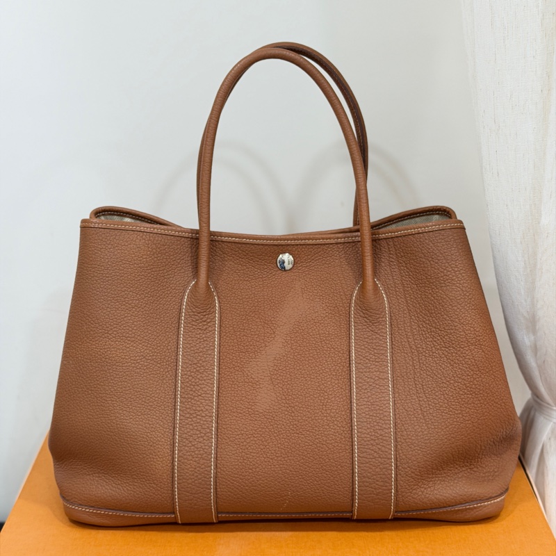 hermes 愛馬仕 garden party 36 花園派對 金棕 手提包 肩背包 購物包 公事包-1