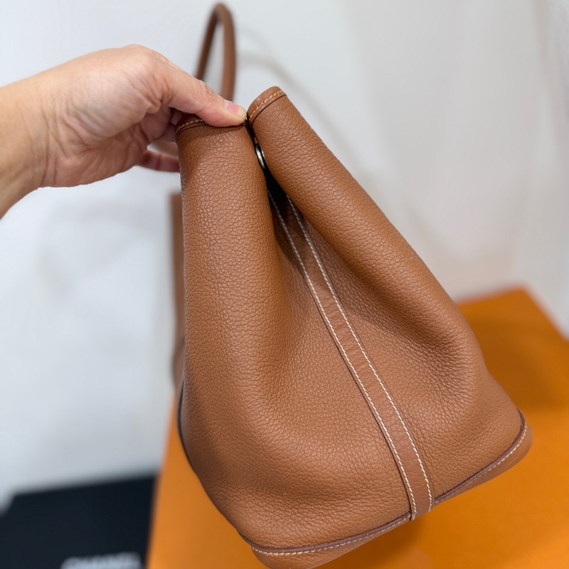 hermes 愛馬仕 garden party 36 花園派對 金棕 手提包 肩背包 購物包 公事包-9