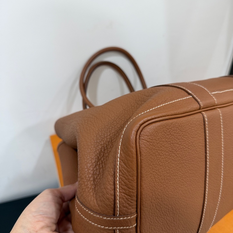 hermes 愛馬仕 garden party 36 花園派對 金棕 手提包 肩背包 購物包 公事包-10