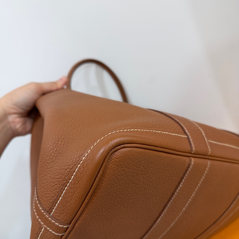 hermes 愛馬仕 garden party 36 花園派對 金棕 手提包 肩背包 購物包 公事包-13