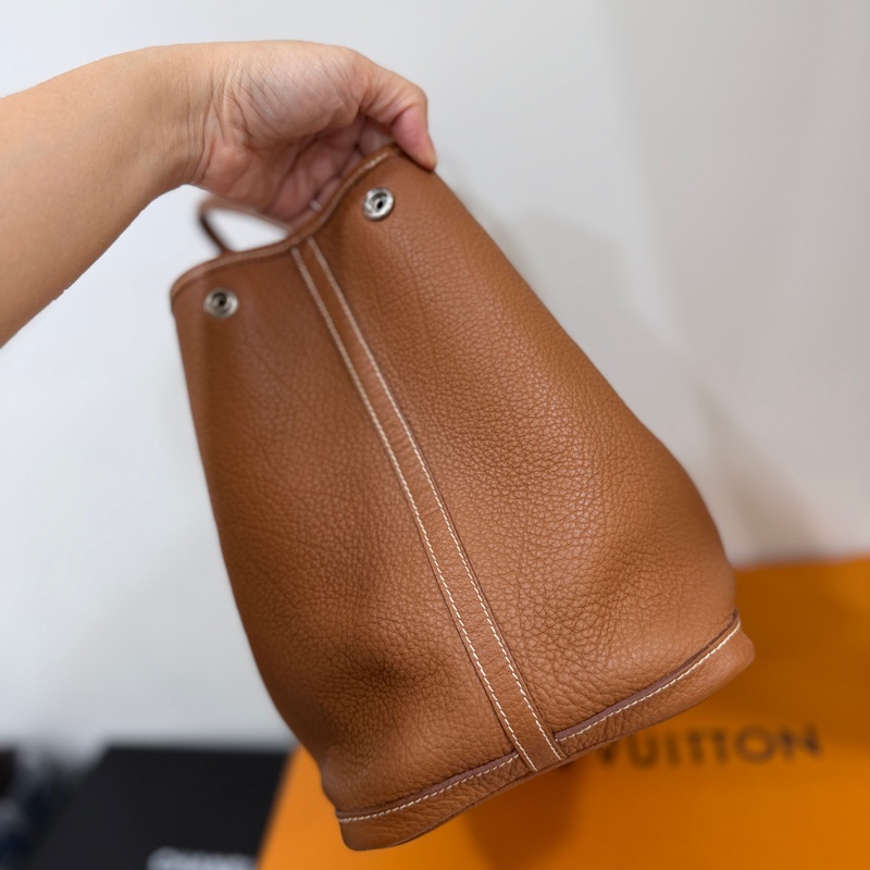 hermes 愛馬仕 garden party 36 花園派對 金棕 手提包 肩背包 購物包 公事包-16