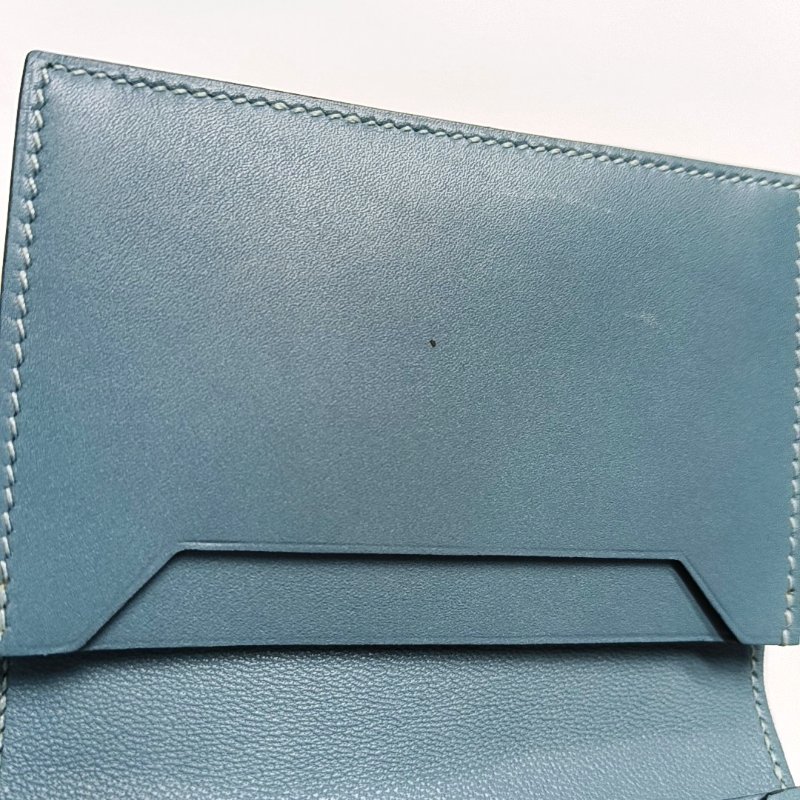 HERMES Bearn牛仔藍牛皮卡包銀色五金M刻-10