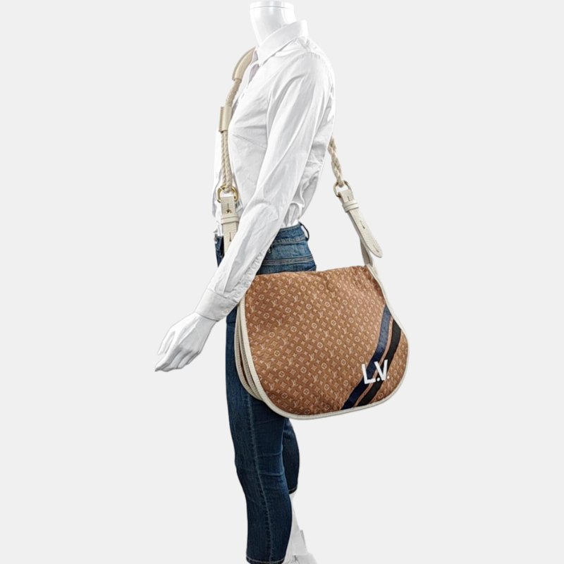 LOUIS VUITTON卡其色帆布老花單肩包金色五金-1