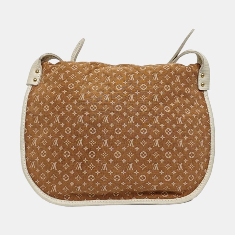 LOUIS VUITTON卡其色帆布老花單肩包金色五金-4