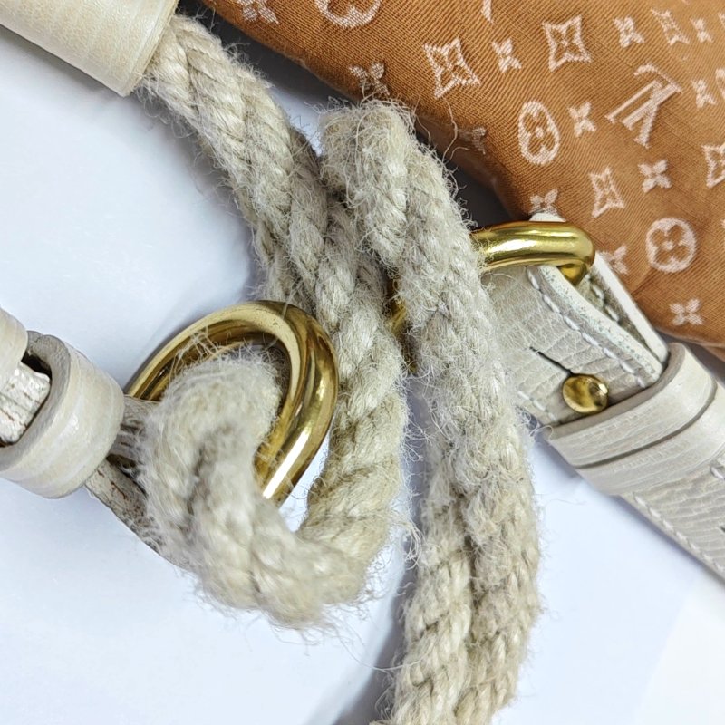 LOUIS VUITTON卡其色帆布老花單肩包金色五金-10