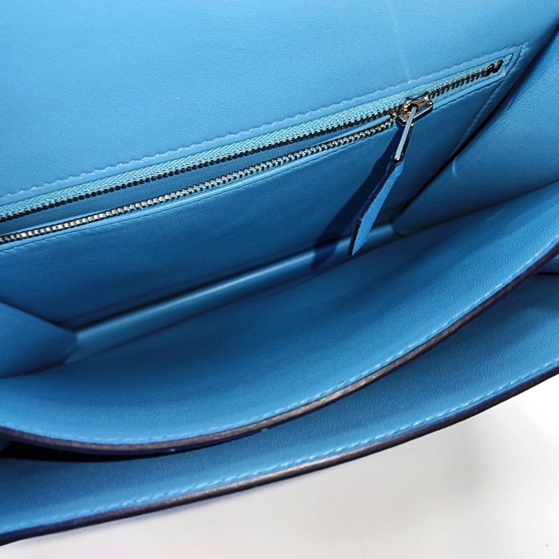 HERMES 2002 20北方藍Evercolor牛皮單肩包斜挎包銀色五金 D刻 9.8新-6